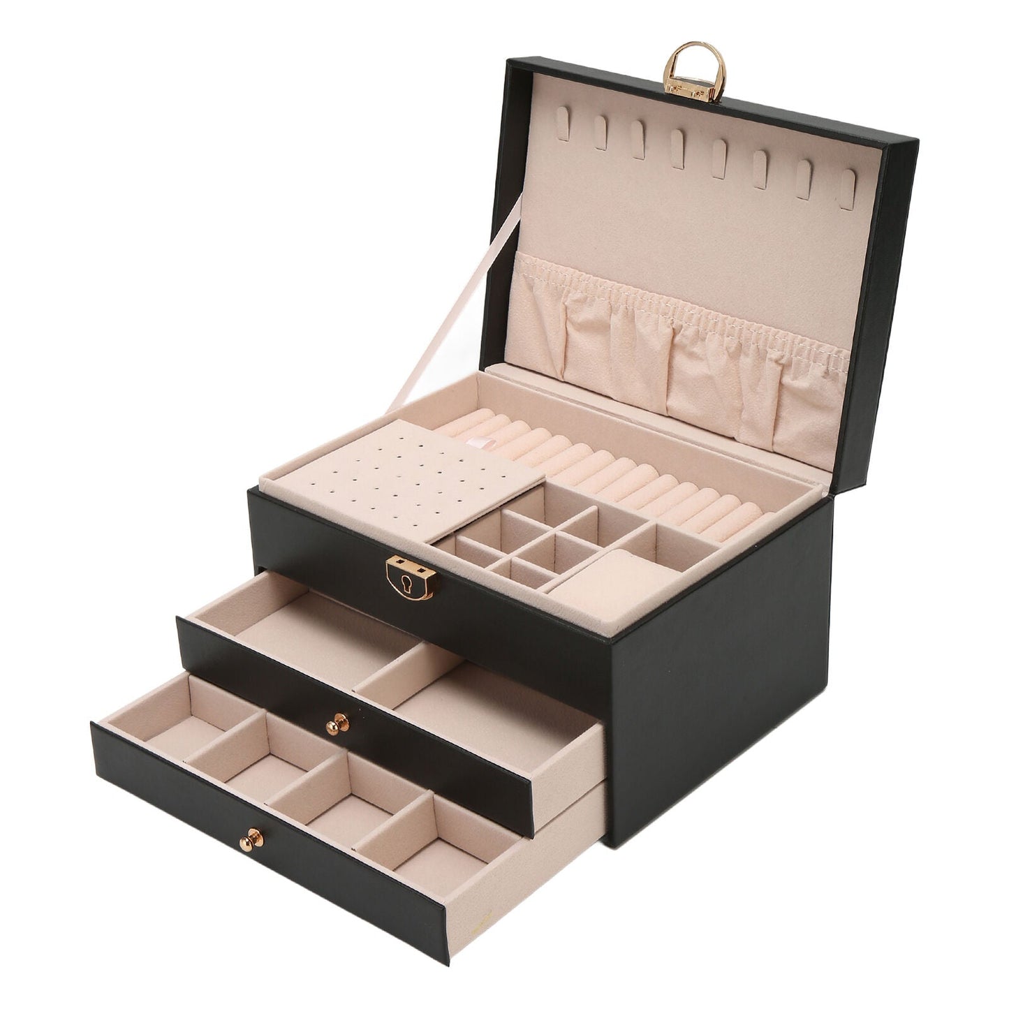 Elegant Jewelry Box with Multiple Layers for Organized Storage