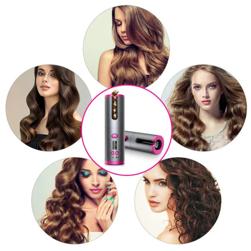 Wireless Curling Iron with Ionic Shine and Automatic Curling