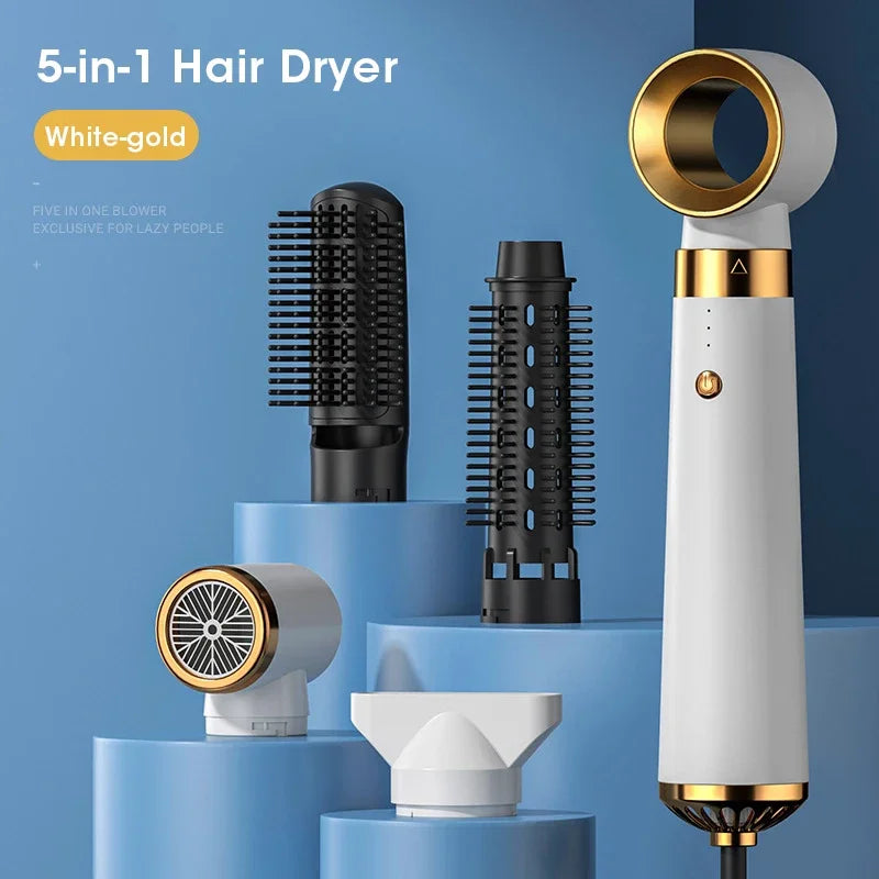 5-in-1 Hot Air Brush Hair Dryer, Straightener & Curler