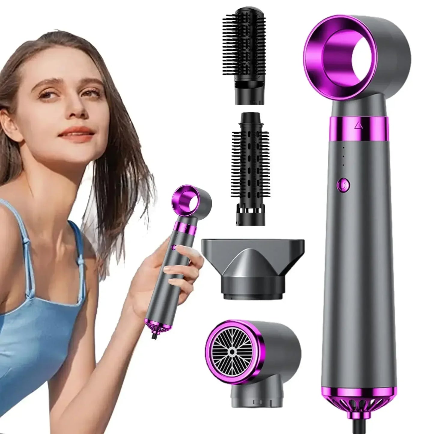 5-in-1 Hot Air Brush Hair Dryer, Straightener & Curler