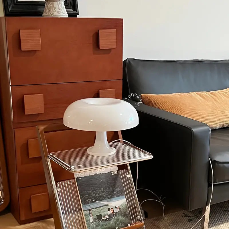 Portable Mushroom Table Lamp - Elegant LED Design in Orange and White