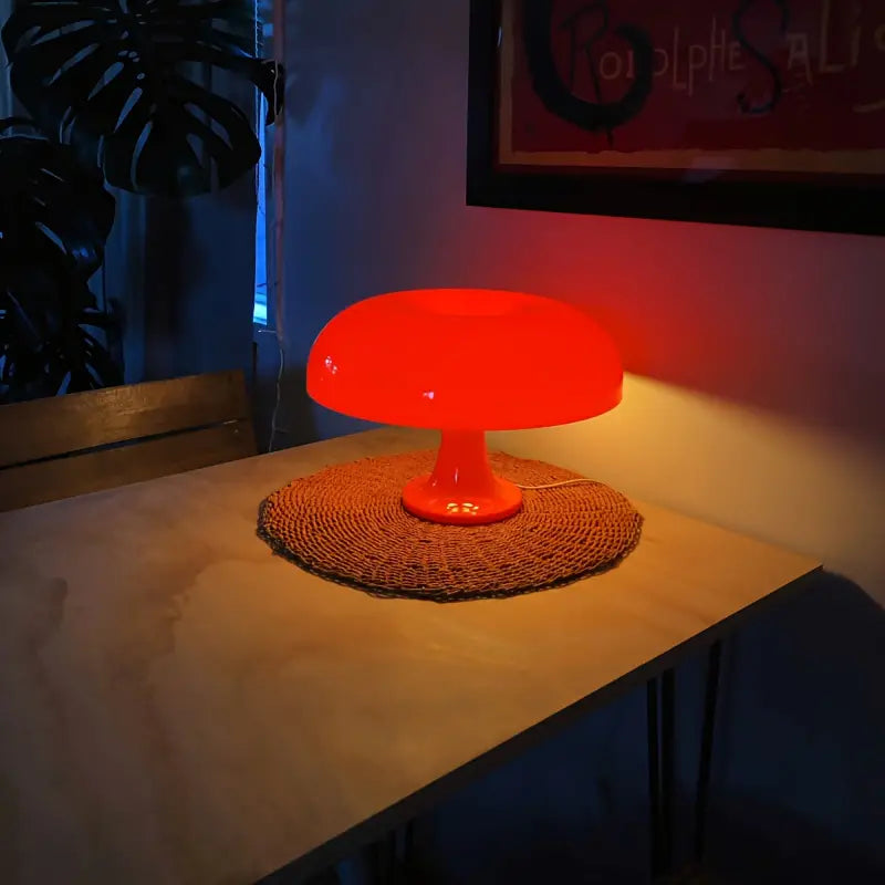 Portable Mushroom Table Lamp - Elegant LED Design in Orange and White