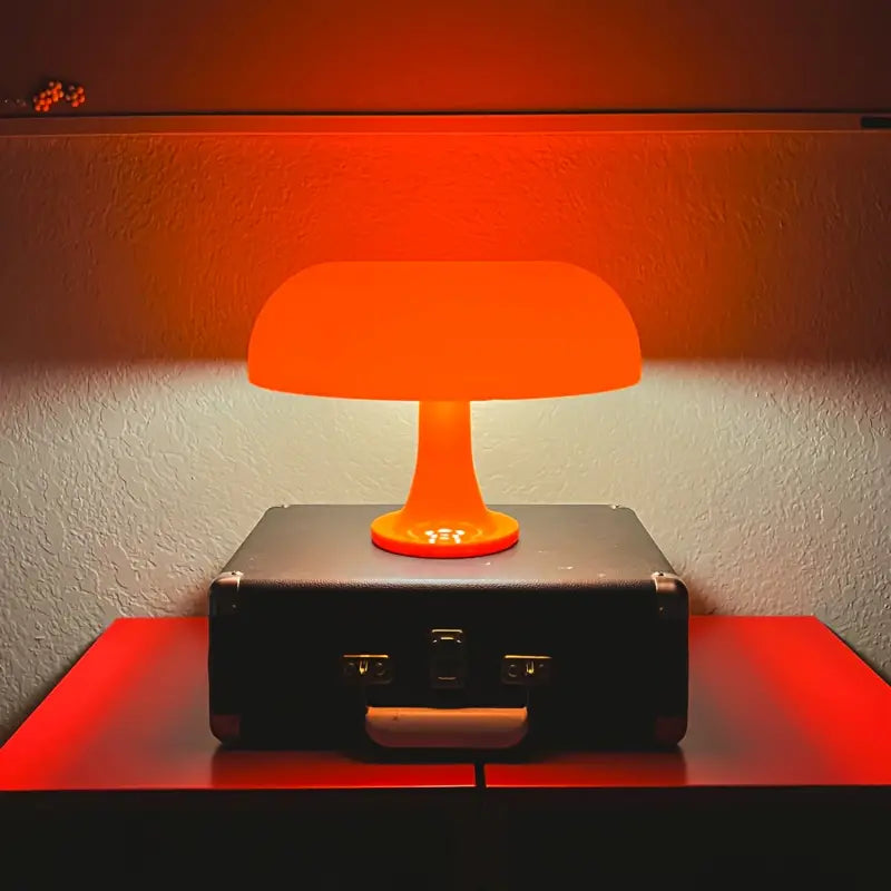 Portable Mushroom Table Lamp - Elegant LED Design in Orange and White