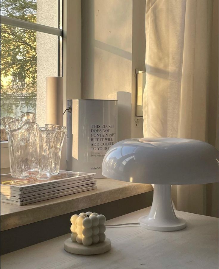 Portable Mushroom Table Lamp - Elegant LED Design in Orange and White