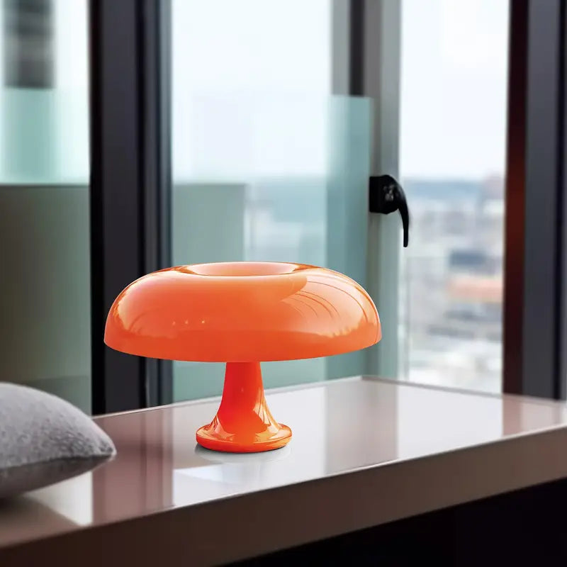 Portable Mushroom Table Lamp - Elegant LED Design in Orange and White