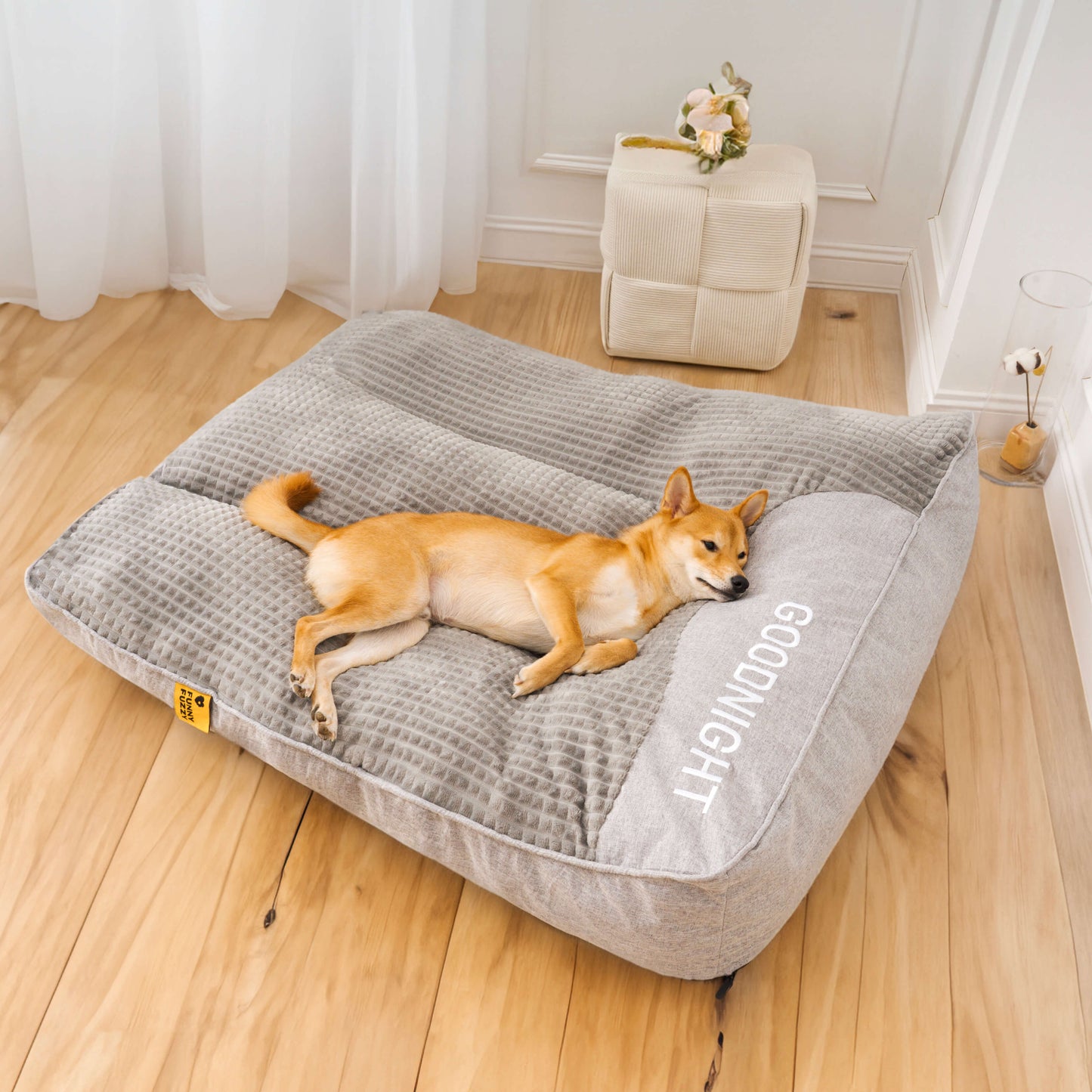 Orthopedic Memory Foam Dog Bed with Raised Headrest Support