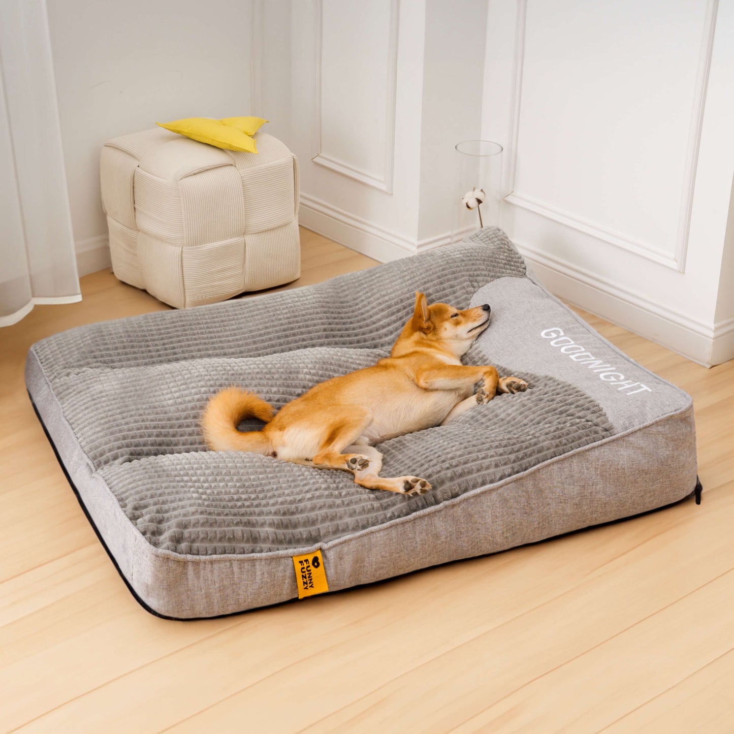 Orthopedic Memory Foam Dog Bed with Raised Headrest Support