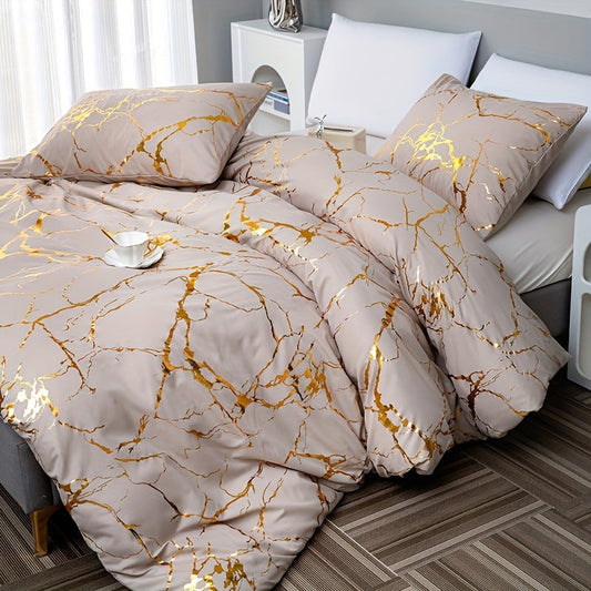 Marble Print Luxury Duvet Cover Set with Pillowcases