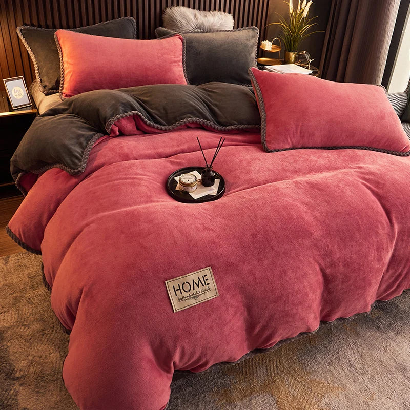 Plush Velvet Fleece Duvet Cover Set for Queen and King Size Beds