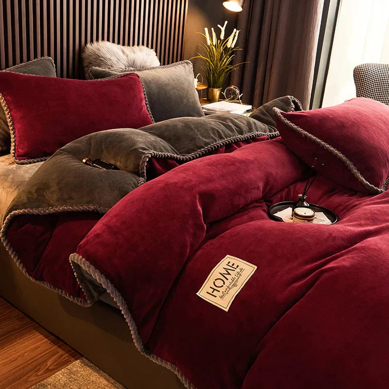 Plush Velvet Fleece Duvet Cover Set for Queen and King Size Beds