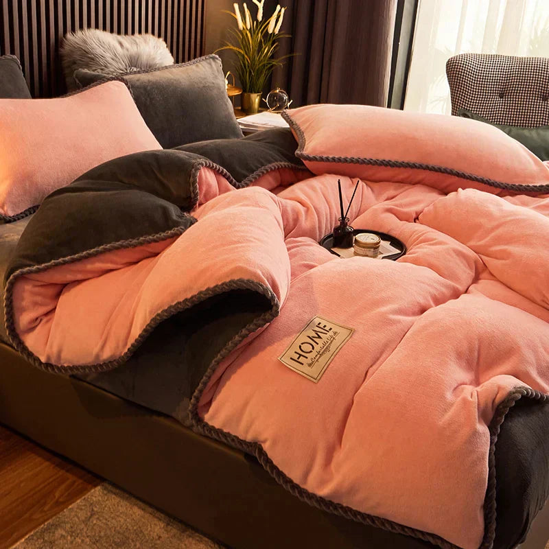 Plush Velvet Fleece Duvet Cover Set for Queen and King Size Beds