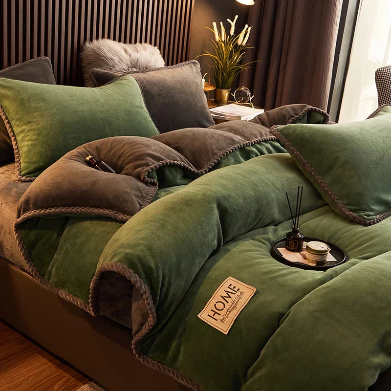 Plush Velvet Fleece Duvet Cover Set for Queen and King Size Beds