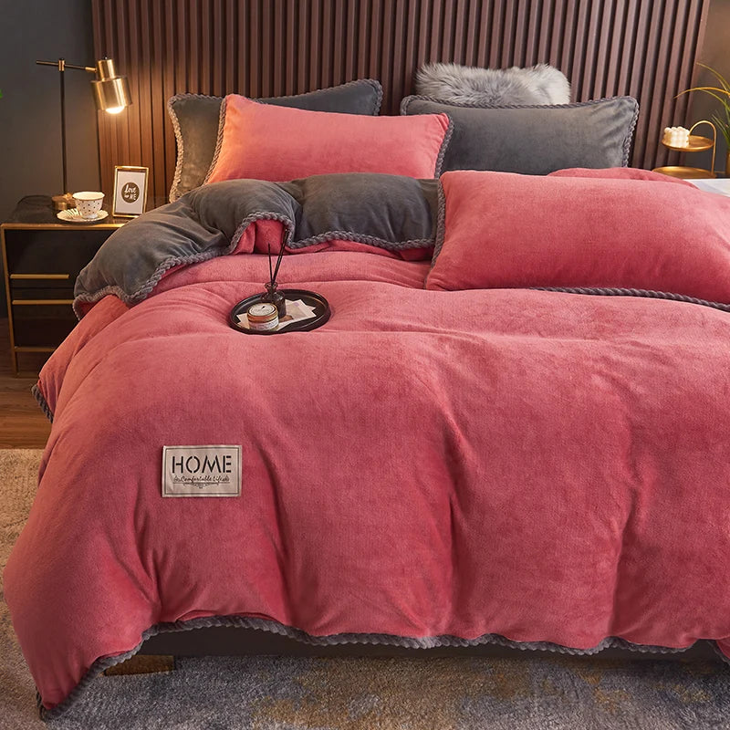 Plush Velvet Fleece Duvet Cover Set for Queen and King Size Beds