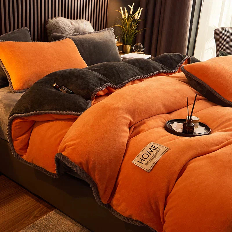 Plush Velvet Fleece Duvet Cover Set for Queen and King Size Beds