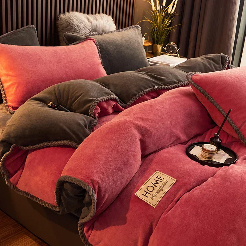 Plush Velvet Fleece Duvet Cover Set for Queen and King Size Beds
