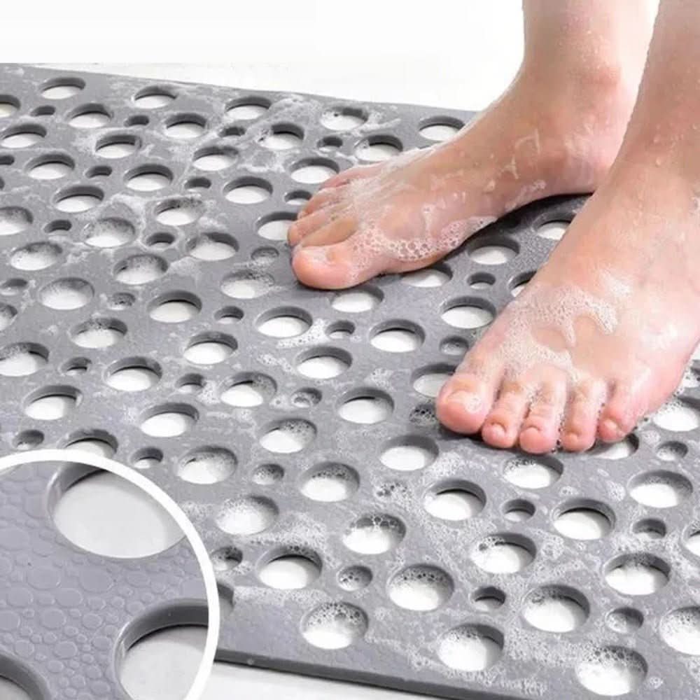 Non-Slip PVC Shower Mat with Suction Cups and Quick-Drain Design