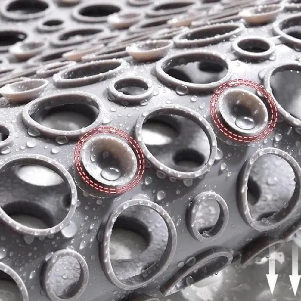 Non-Slip PVC Shower Mat with Suction Cups and Quick-Drain Design