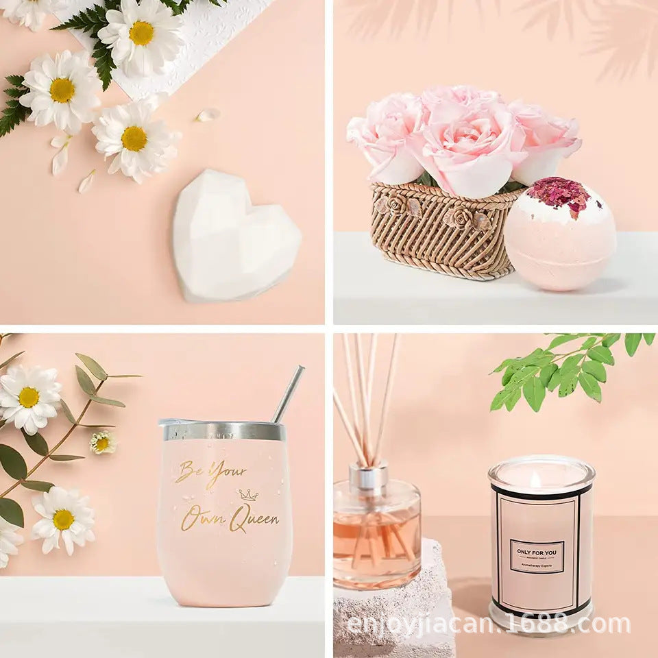 Luxury Pink Bath Gift Set for Spa Relaxation