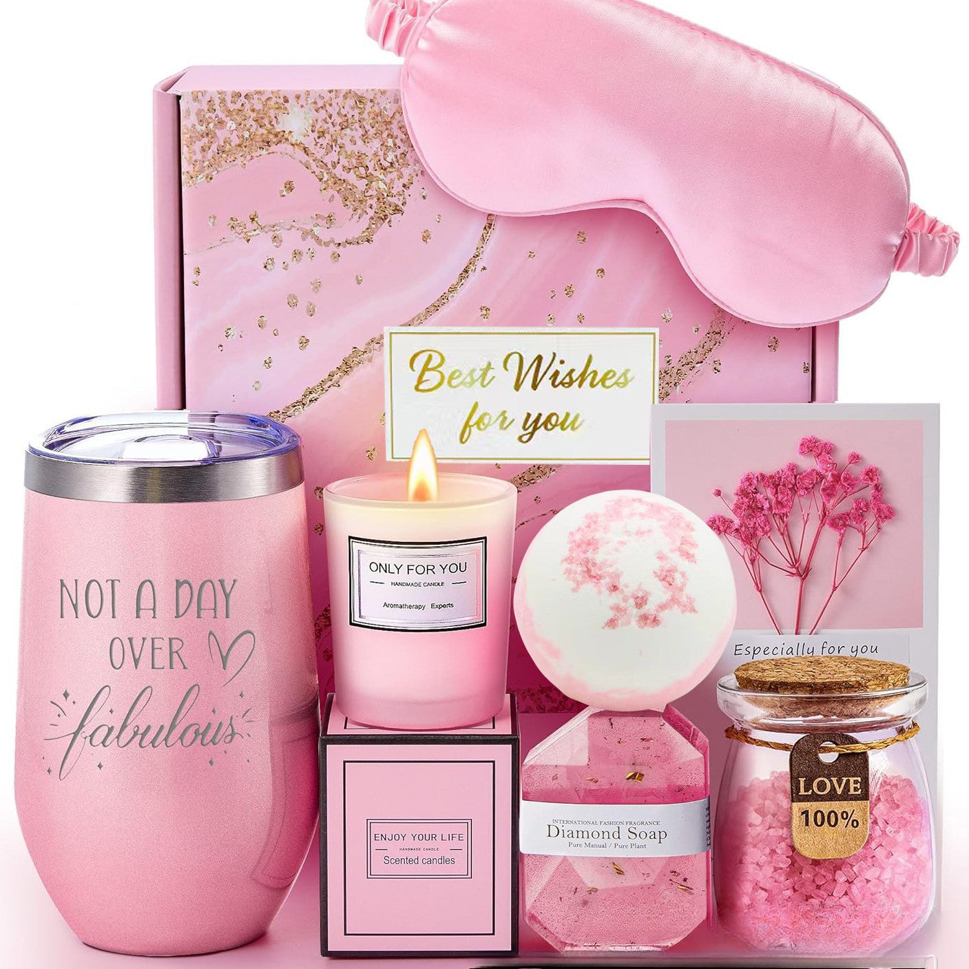 Luxury Pink Bath Gift Set for Spa Relaxation