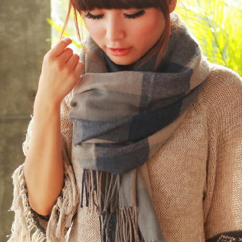 Cashmere Check Pattern Scarf for Women