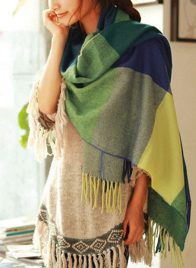 Cashmere Check Pattern Scarf for Women