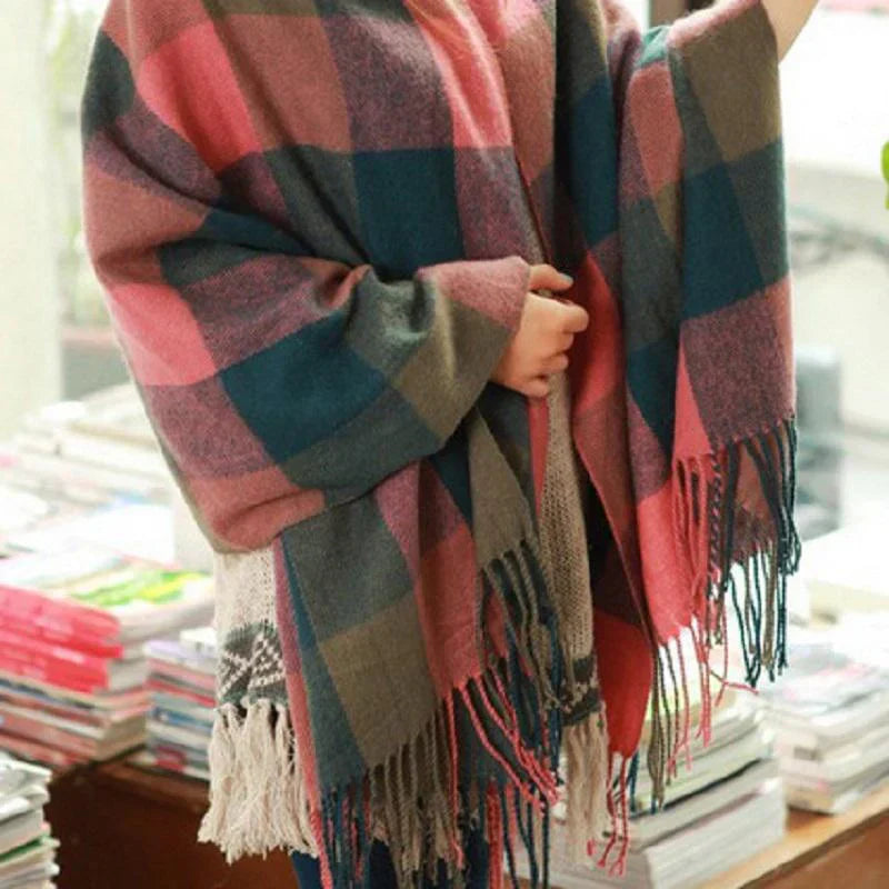 Cashmere Check Pattern Scarf for Women