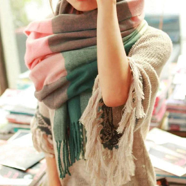 Cashmere Check Pattern Scarf for Women