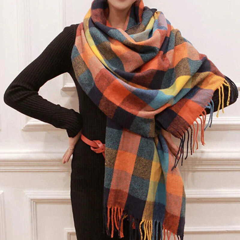 Cashmere Check Pattern Scarf for Women