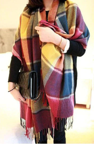 Cashmere Check Pattern Scarf for Women
