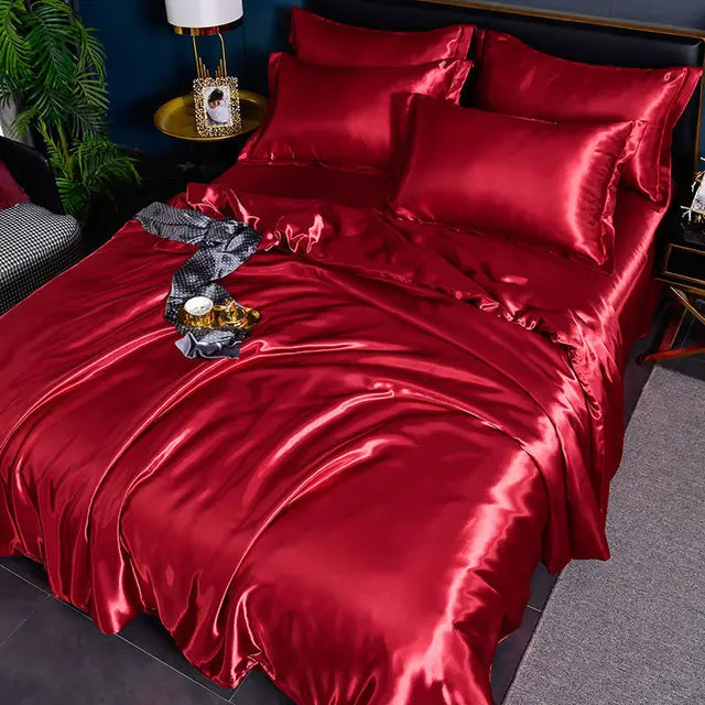 Silk Satin Duvet Cover Set with Pillowcases