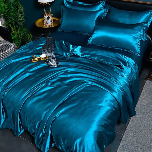 Silk Satin Duvet Cover Set with Pillowcases