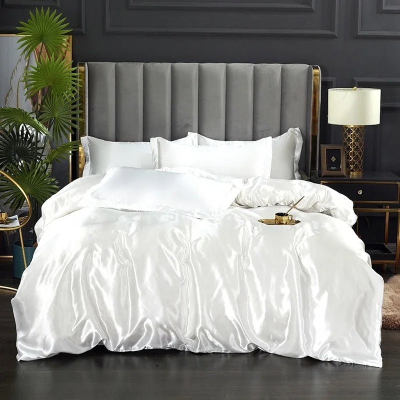Luxury Silk Satin Bedding Set with Duvet Cover and Pillowcases