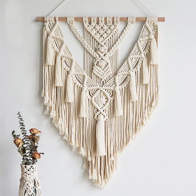 Bohemian Macrame Wall Tapestry with Geometric Design