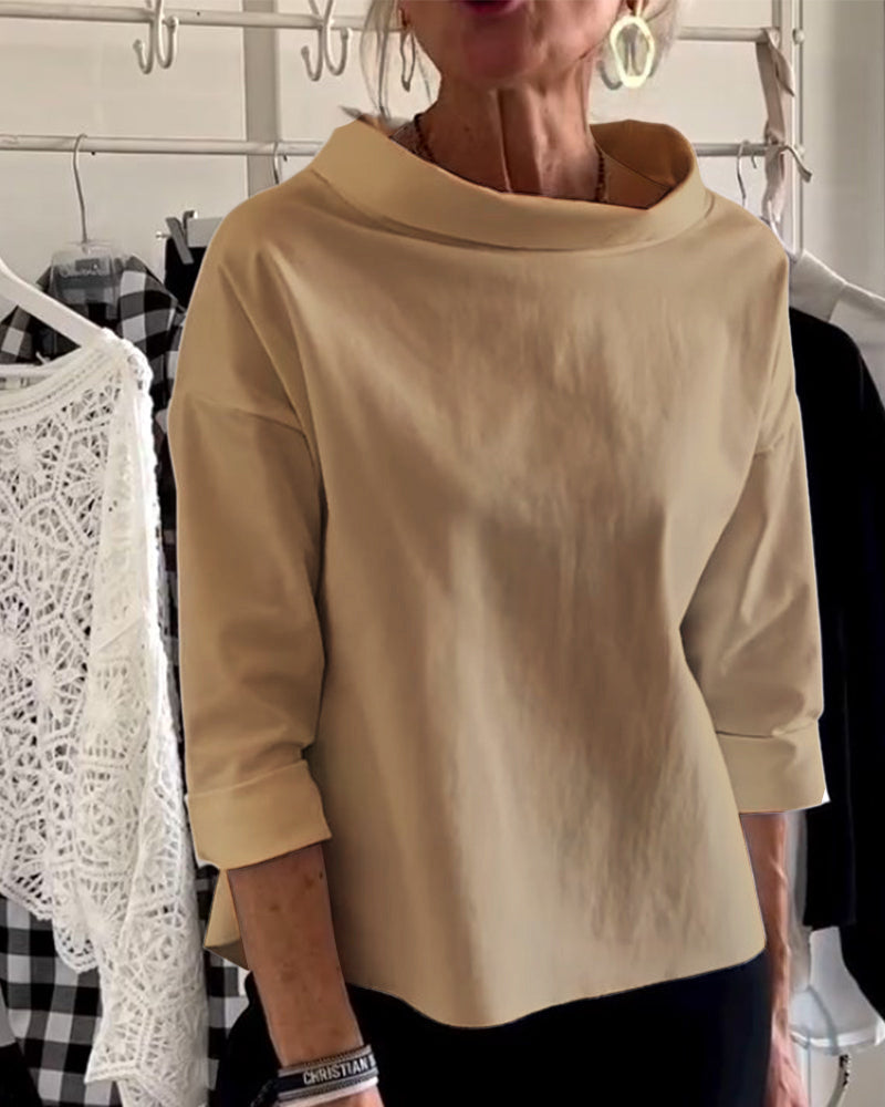 Elegant Boat Neck Shirt for Women - Versatile 3/4 Sleeve Top
