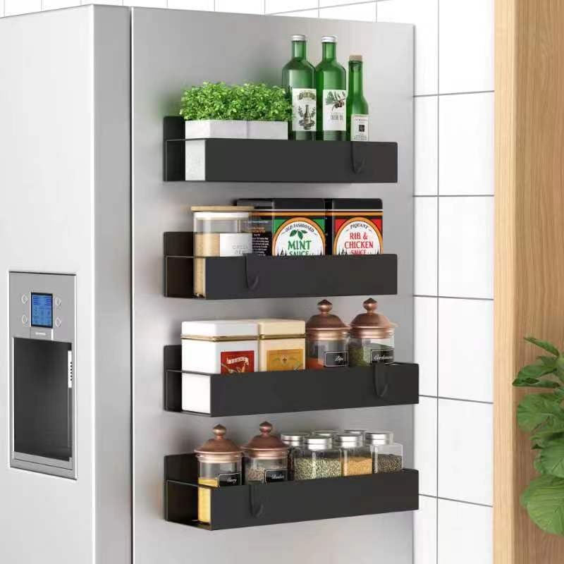 Magnetic Spice Rack Set - Space-Saving Organizers in Black