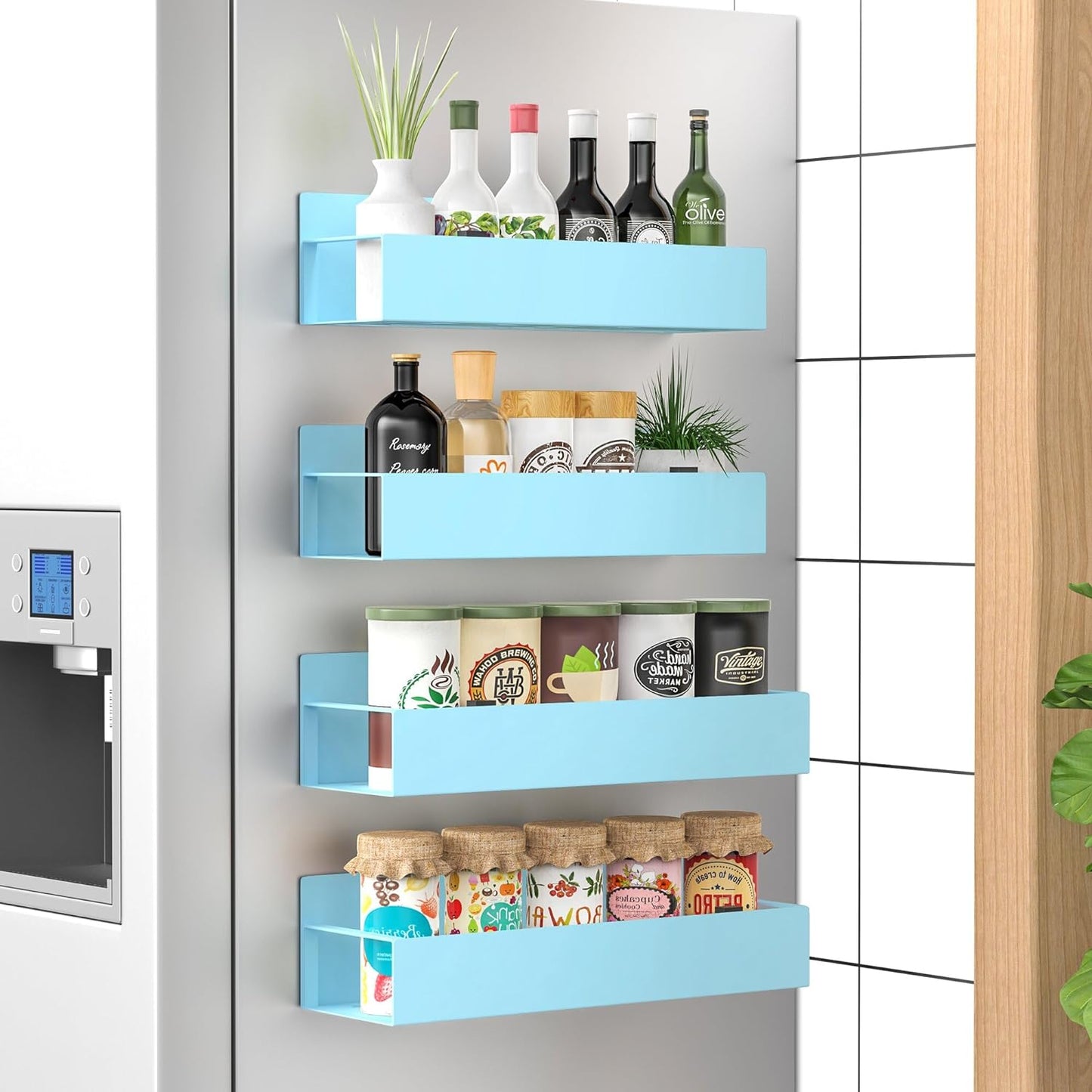 Magnetic Spice Rack Set - Space-Saving Organizers in Black