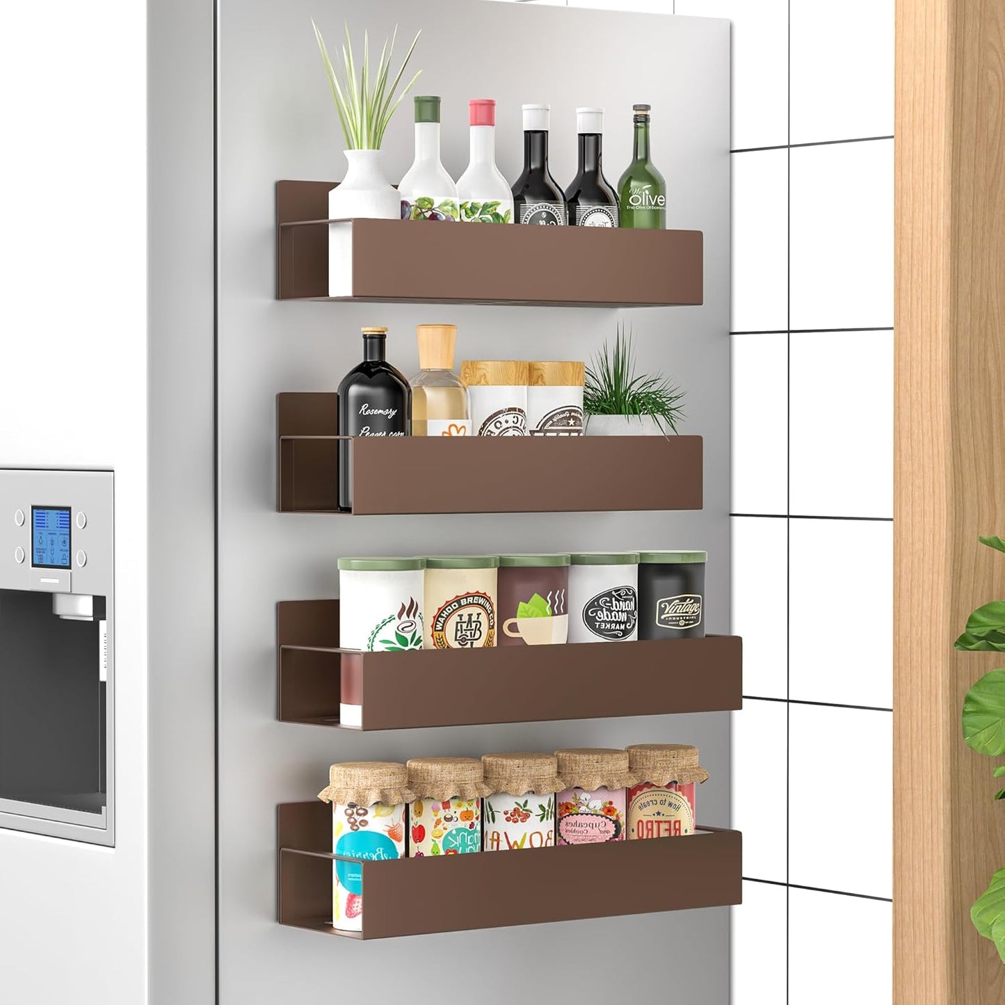 Magnetic Spice Rack Set - Space-Saving Organizers in Black