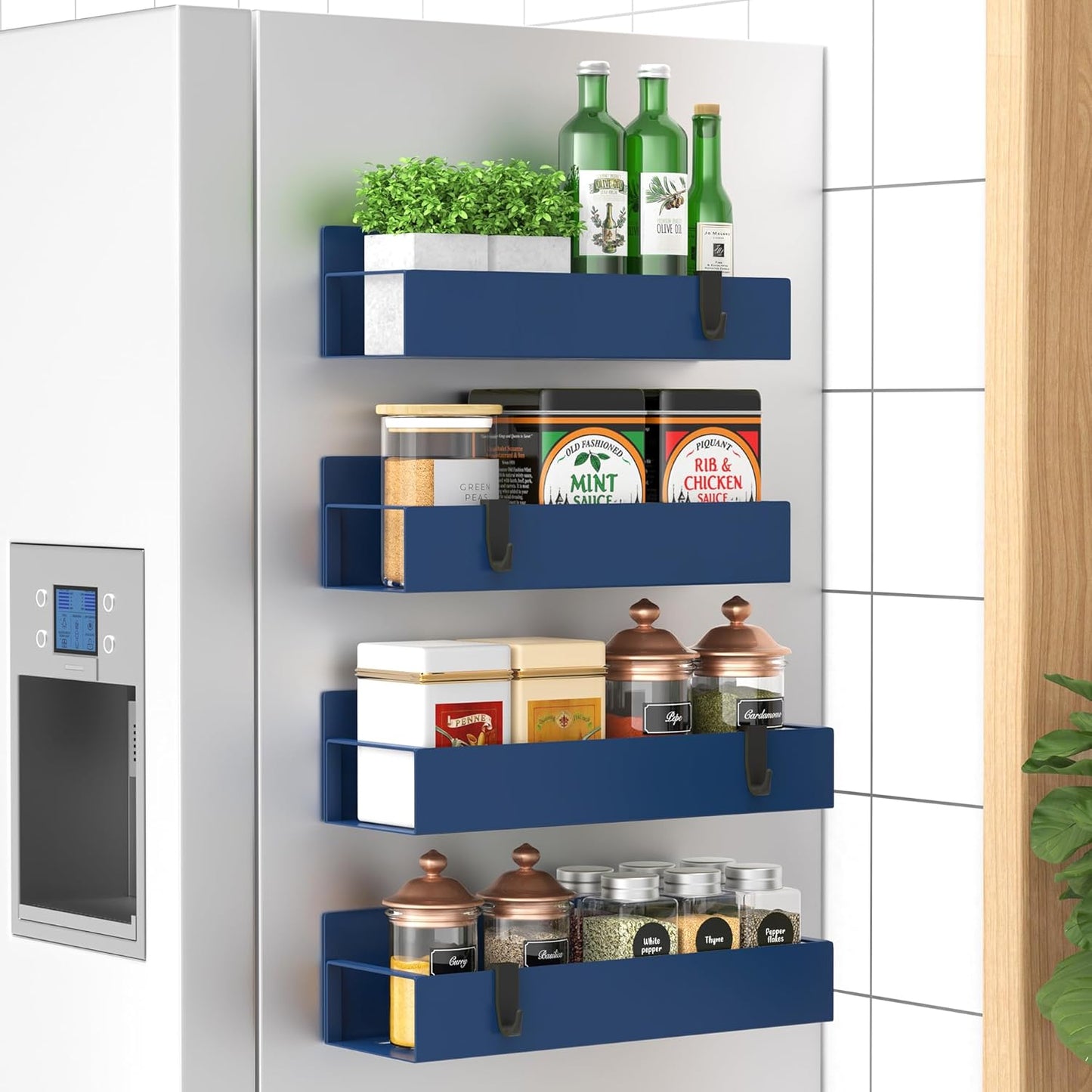 Magnetic Spice Rack Set - Space-Saving Organizers in Black