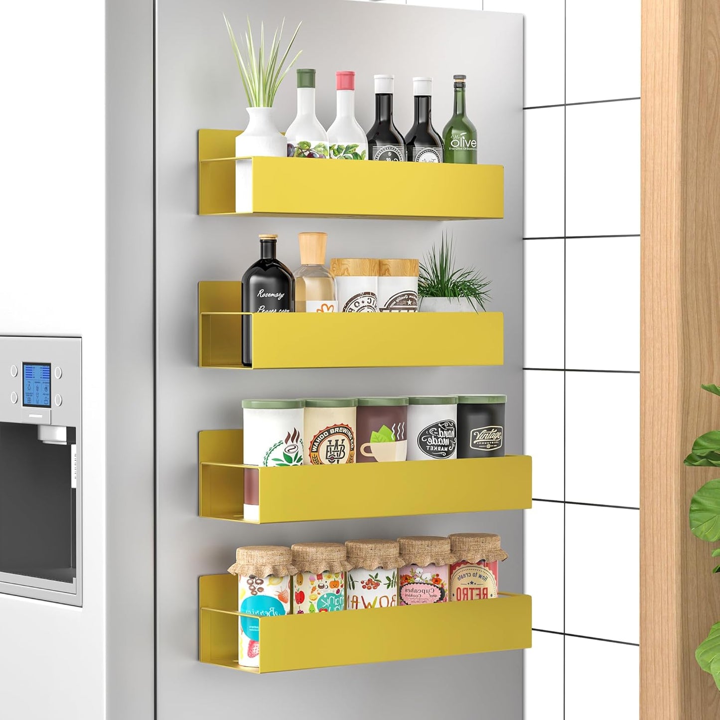 Magnetic Spice Rack Set - Space-Saving Organizers in Black
