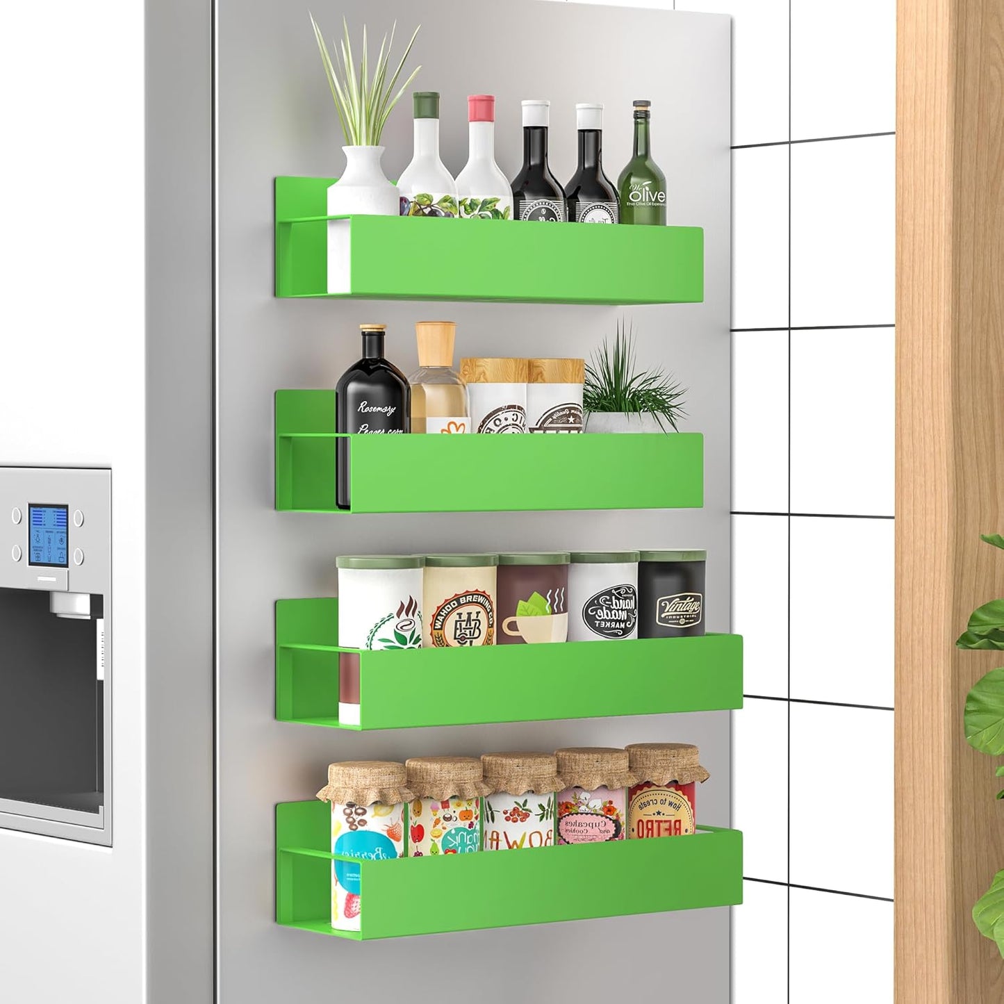 Magnetic Spice Rack Set - Space-Saving Organizers in Black