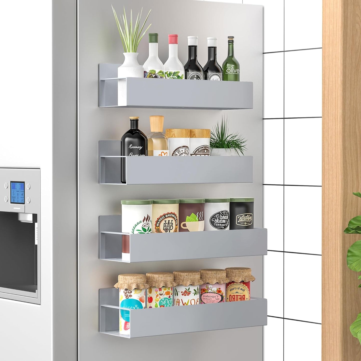 Magnetic Spice Rack Set - Space-Saving Organizers in Black