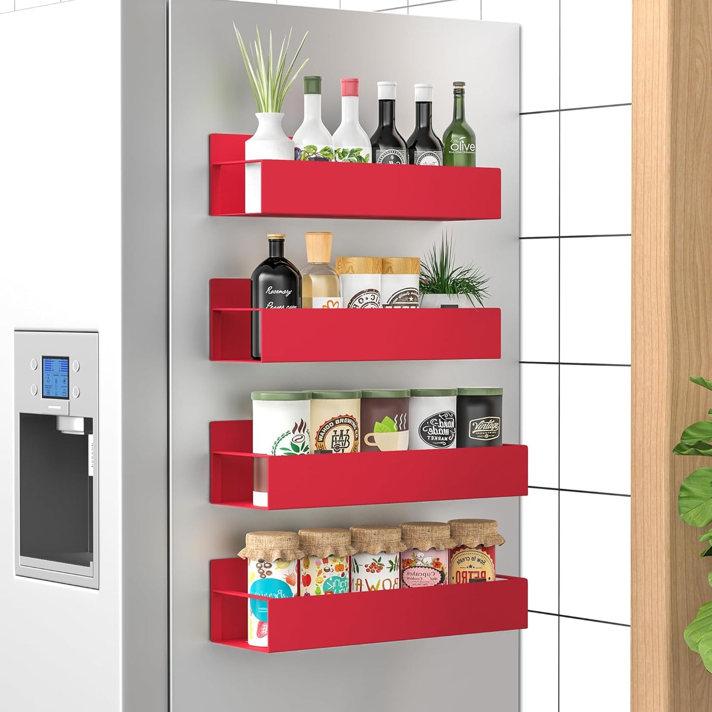Magnetic Spice Rack Set - Space-Saving Organizers in Black