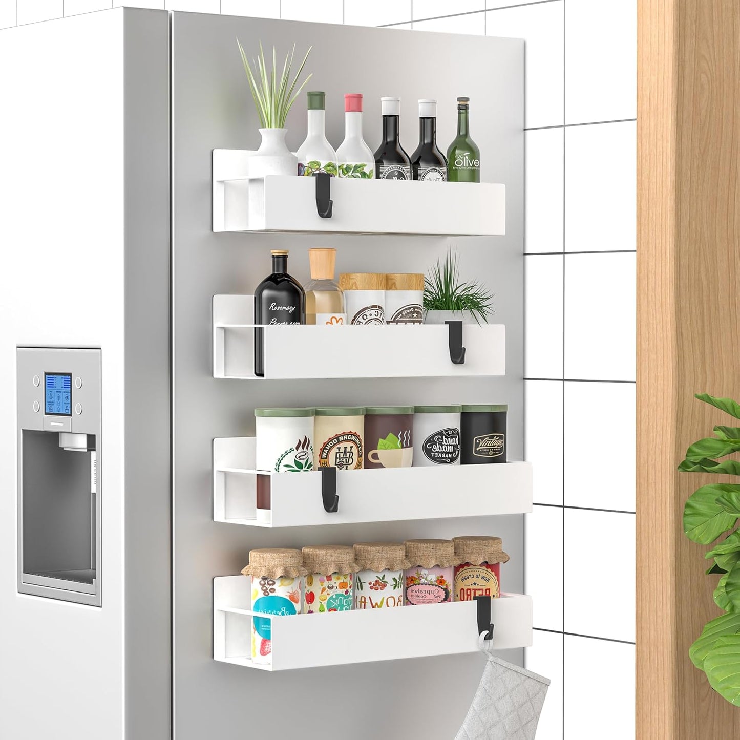 Magnetic Spice Rack Set - Space-Saving Organizers in Black