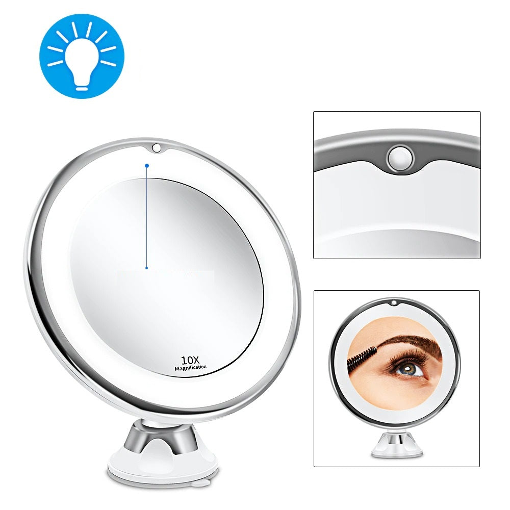 LED Makeup Mirror with Magnification and Integrated Lighting