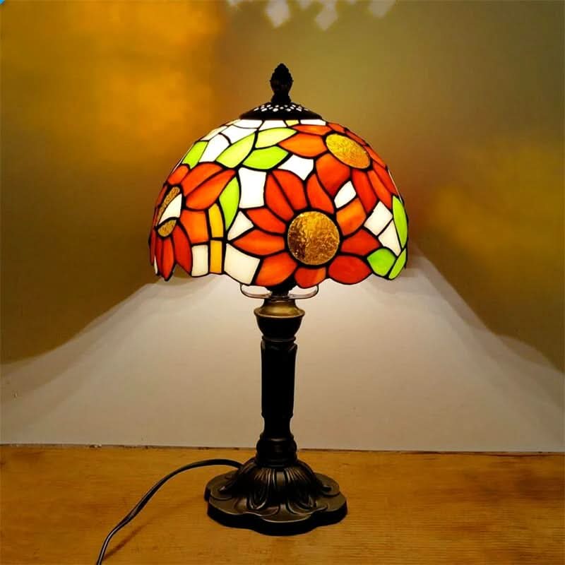 Retro Baroque Tiffany Glass LED Table Lamp 18 Inch