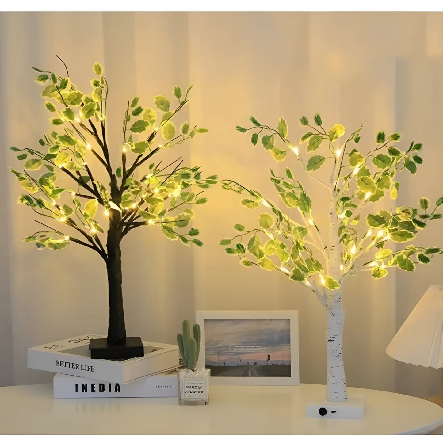 Elegant Tree Design Table Lamp with Warm LED Light