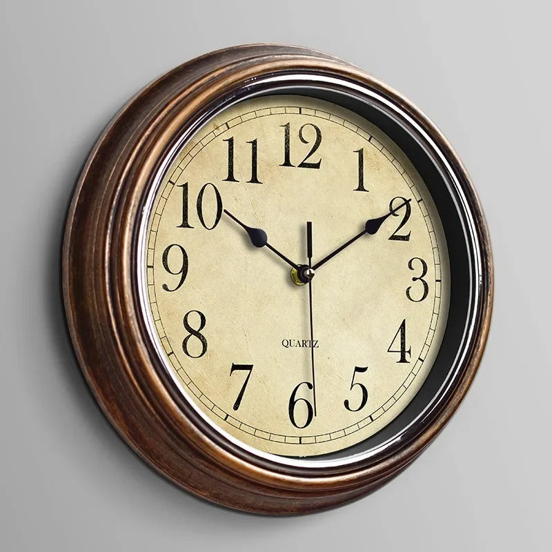 Classic Wooden Wall Clock 12 Inch Silent Quartz Design