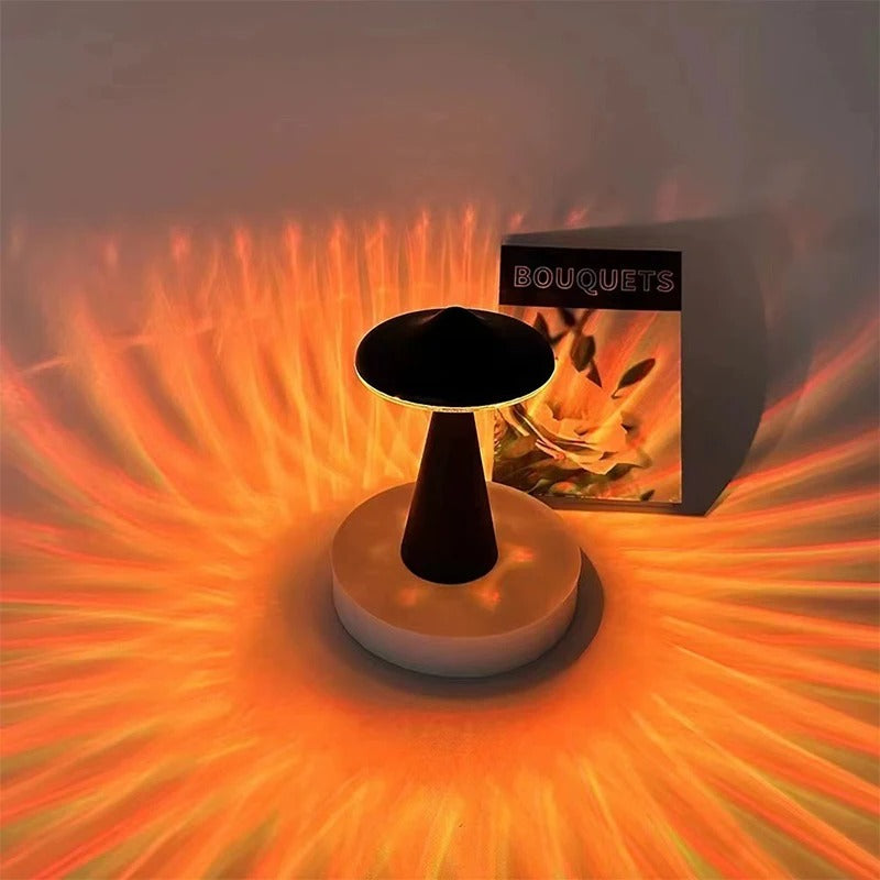 LED Mushroom Table Lamp with Touch-Dim and USB Rechargeable Function