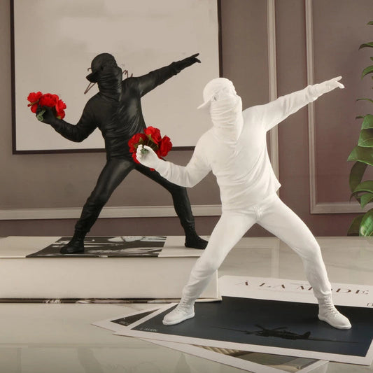 Banksy Flower Rioter Resin Home Decor