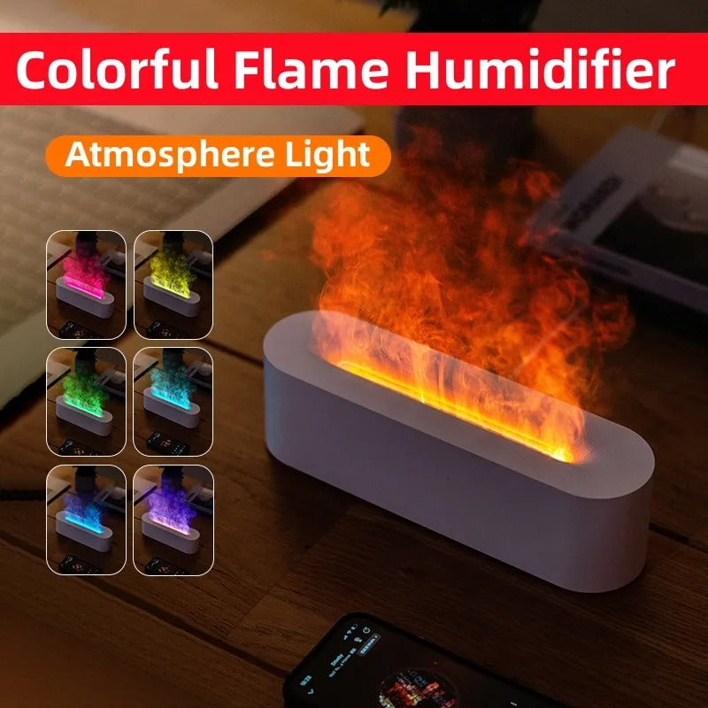 Fire Air Humidifier with Flickering Flame and Aroma Diffuser